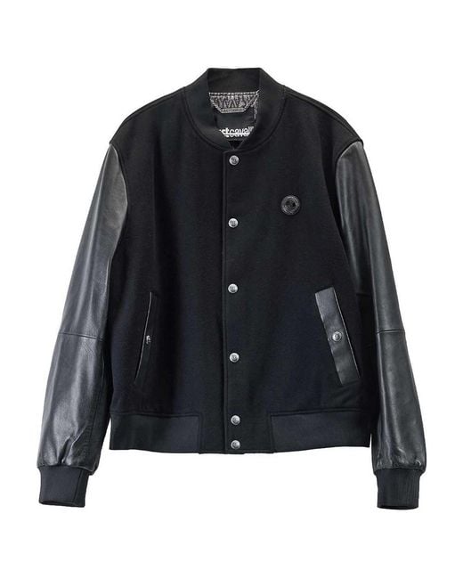 Just Cavalli Black Varsity Jacket for men