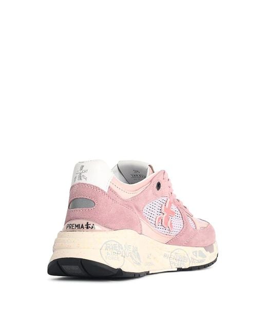 Premiata Pink Mased 8220 Mesh And Suede Sneakers