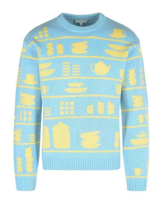 J.W. Anderson Blue Jw Anderson Crockery Jacquard Jumper for men