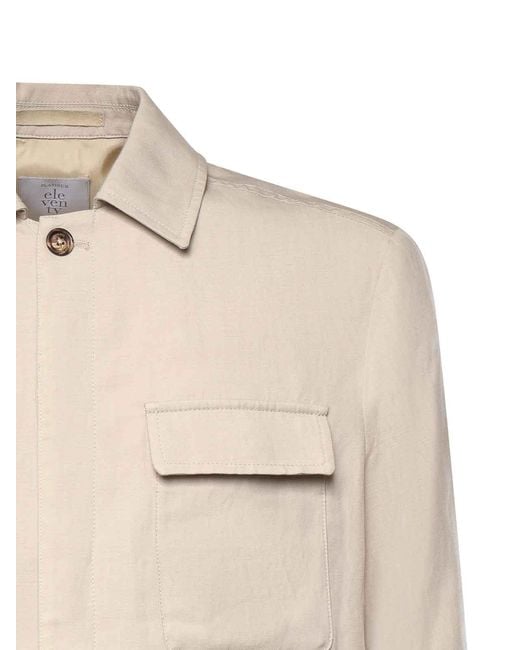 Eleventy Natural Lyocell And Linen Overshirt for men
