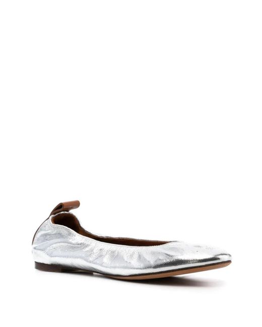 Lanvin White Silver Ballet Flats