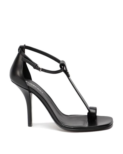 Burberry Black Toe-ring Detail Leather Stiletto-heel Sandal Sandal One-size Leather