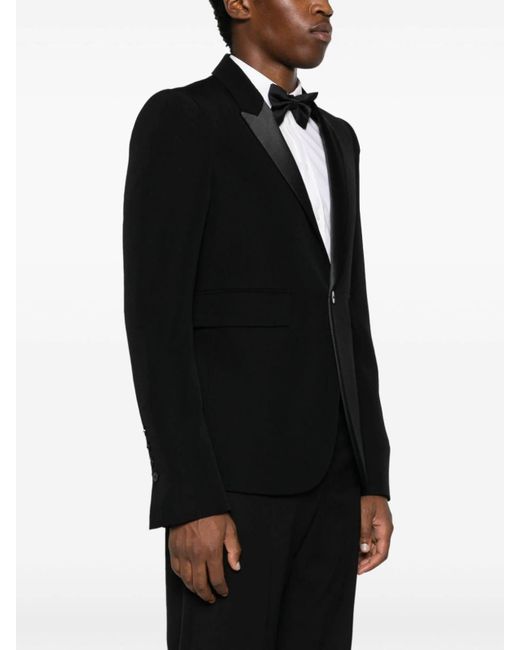 SAPIO Black Single-Breasted Cotton-Wool Blazer