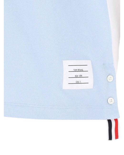 Thom Browne Blue Polo Color Block for men