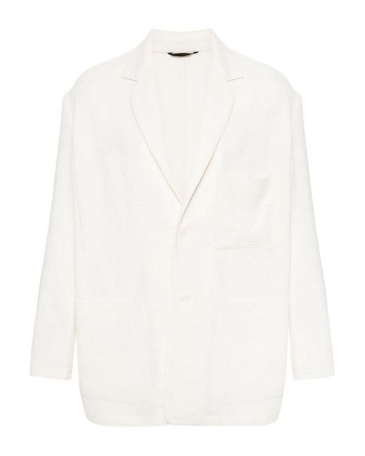Giorgio Armani White Ribbed Jacket for men