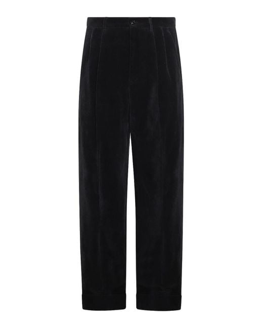 Valentino Black Cotton And Linen Blend Trousers for men