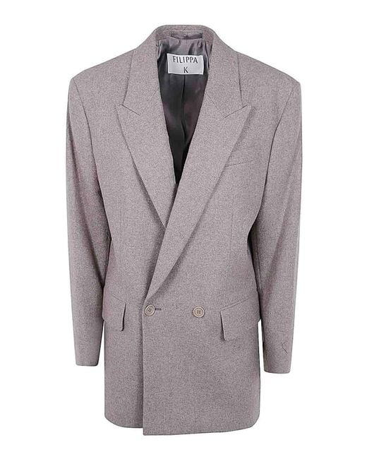 Filippa K Gray Double Breasted Flannel Blazer