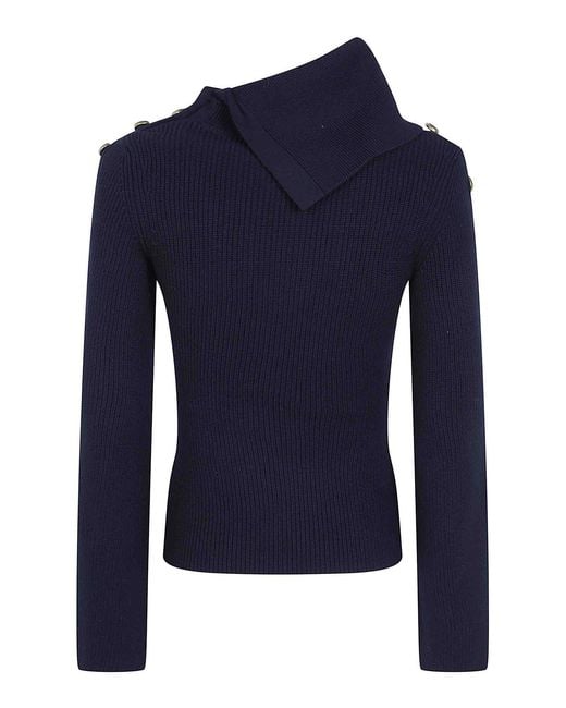 Elisabetta Franchi Blue Tricot Round Neck Sweater