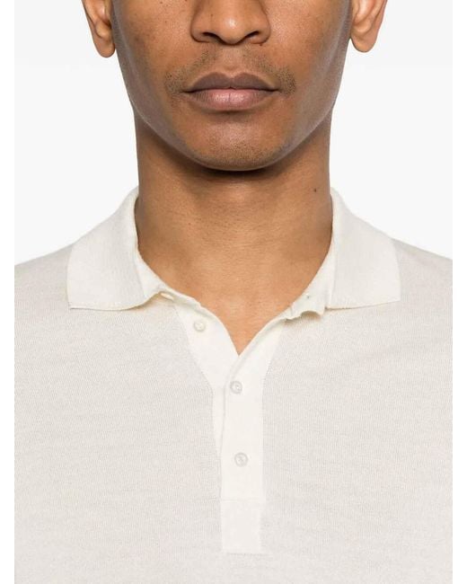 Drumohr White Long Sleeve Polo for men