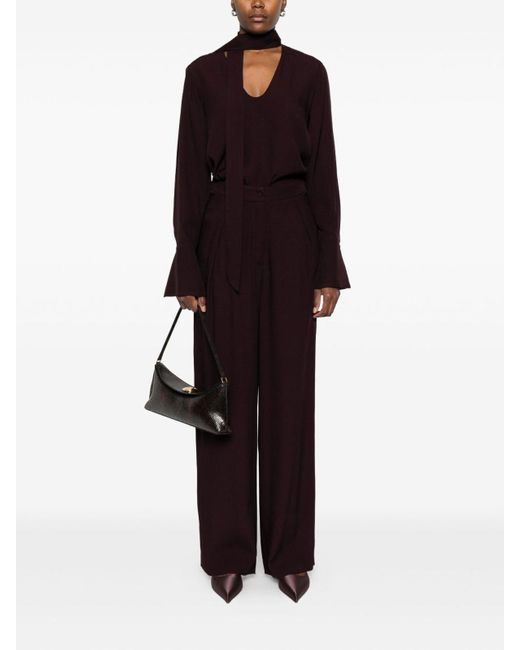 Raquel Diniz Brown Burgundy Wide-Leg Trousers