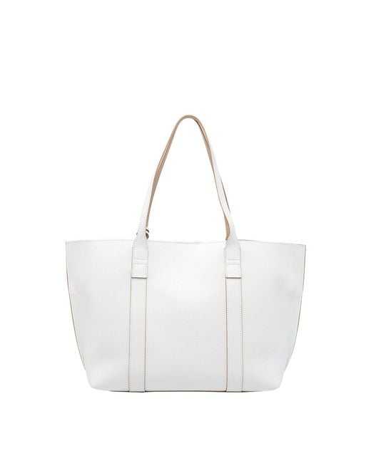 Hogan White Medium Script Shopping Bag