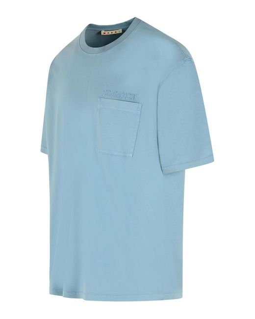 Marni Blue Cotton T-Shirt for men