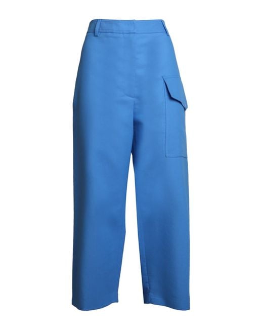 Stella McCartney Blue Cropped Cotton Trousers