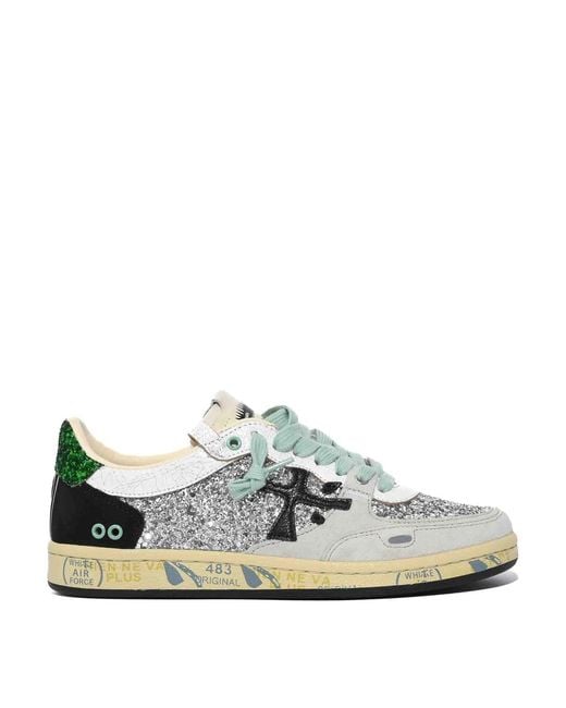 Premiata White Bskt Clayd 8165 Sneakers With Glitter