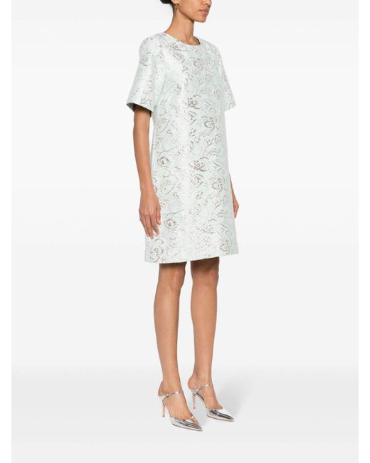 P.A.R.O.S.H. White Lurex Jacquard Short Dress