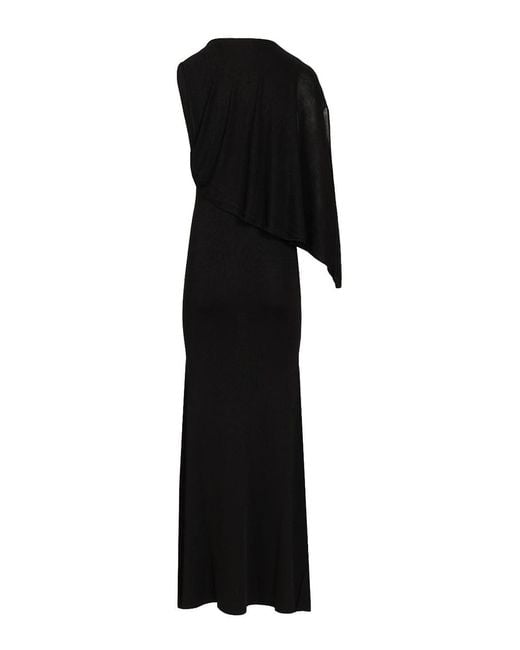 Self-Portrait Black Long One-Shoulder Dress