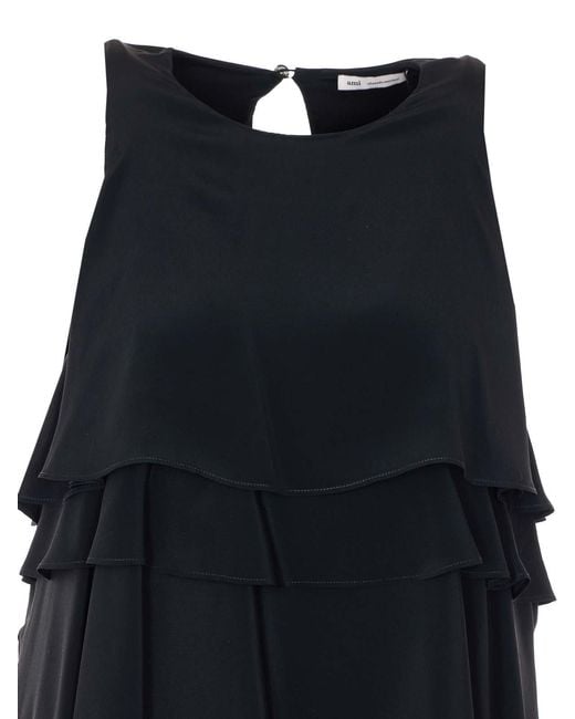 AMI Blue Rouhces Long Dress