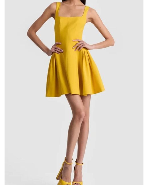 Alice + Olivia Yellow Vera Fit And Flare Mini Dress