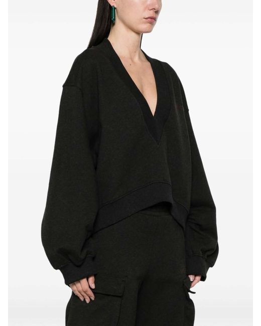The Attico Black Oversized Sweatshirt With V-Neck