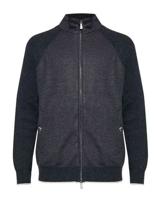 Eleventy Blue Full Zip Jacket And Sand for men
