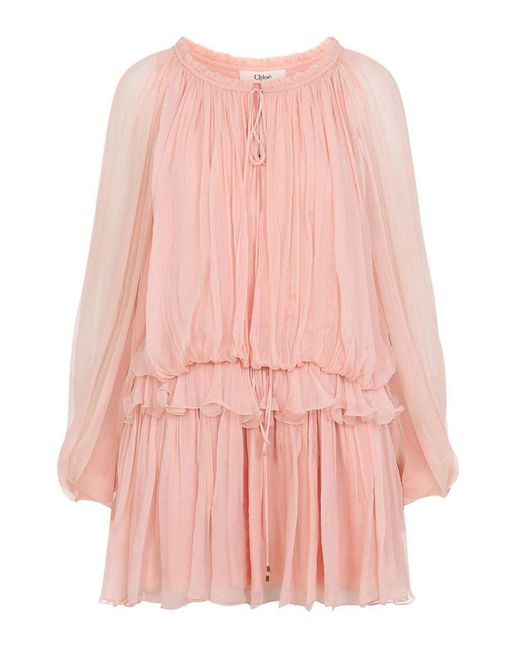 Chloé Pink Silk Mini Dress