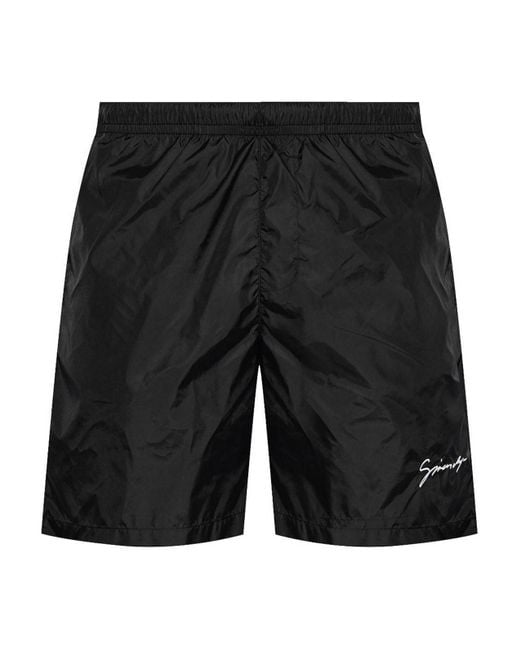 Givenchy Black Logo-Embroidered Swim Shorts for men