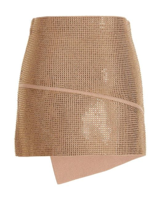 ANDREADAMO Natural Sequined Knitted Skirt
