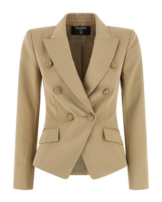 Balmain Natural Double-Breasted Blazer