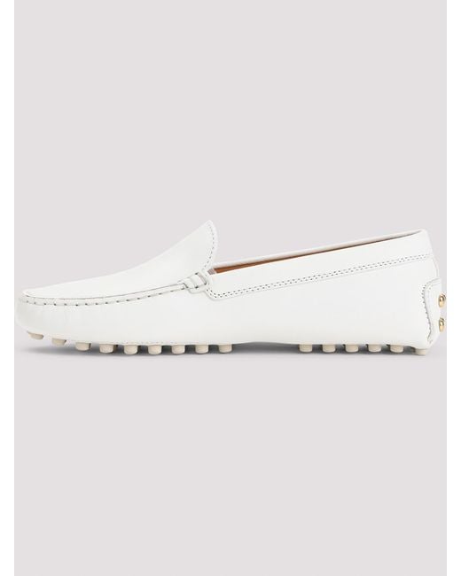 Tod's White Leather Loafers