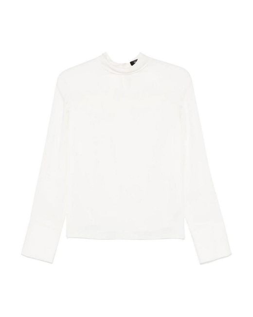 Theory White Wide Tie Turtleneck Shirt