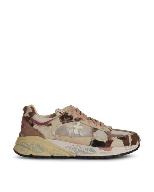 Premiata Brown Mased Lace-Up Sneakers