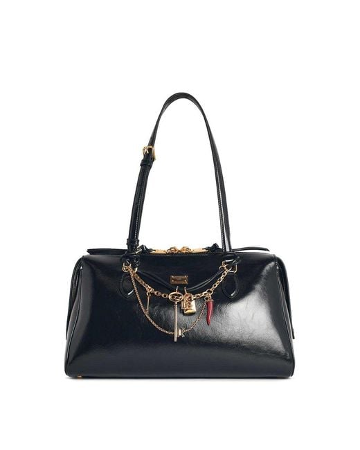 Dolce & Gabbana Black Vittoria Leather Handbag