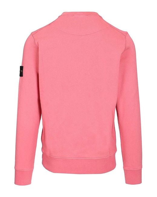 Stone Island Pink Organic Cotton Sweatshirt for men