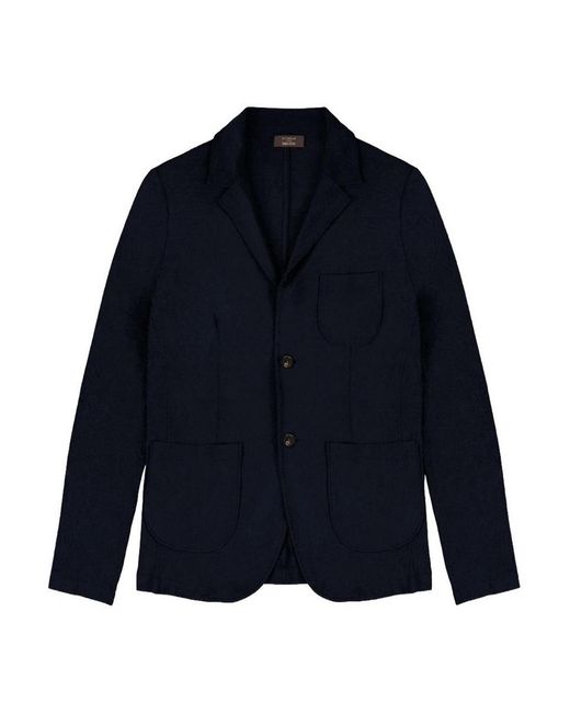 Zanone Blue Blazer With Patch Pockets for men