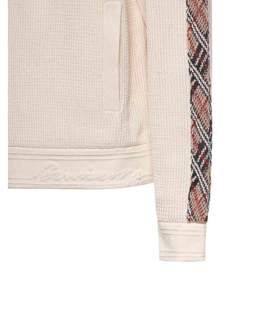 Burberry Natural Cotton Jacket With Check Trim for men