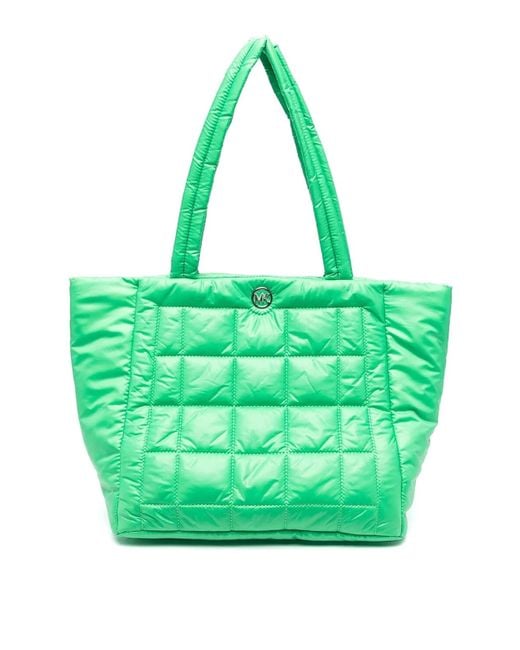 Michael Kors Green Lliliah Quilted Tote With Two Handles