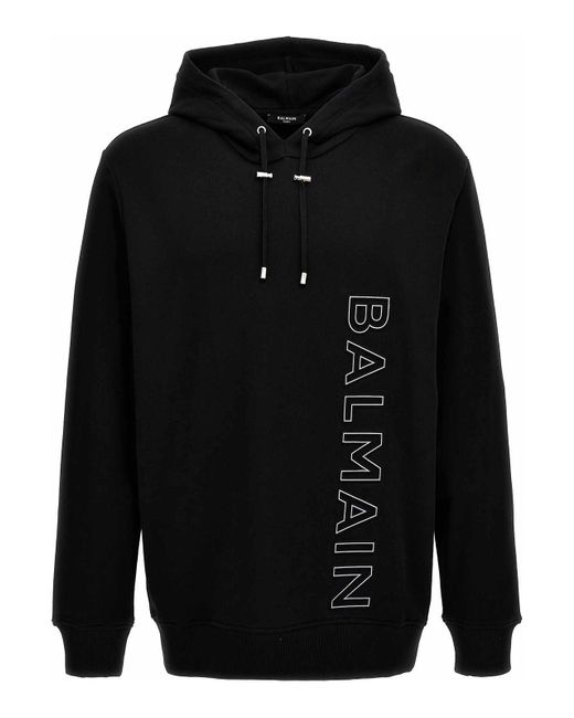 Balmain Black Reflective Logo Hoodie for men