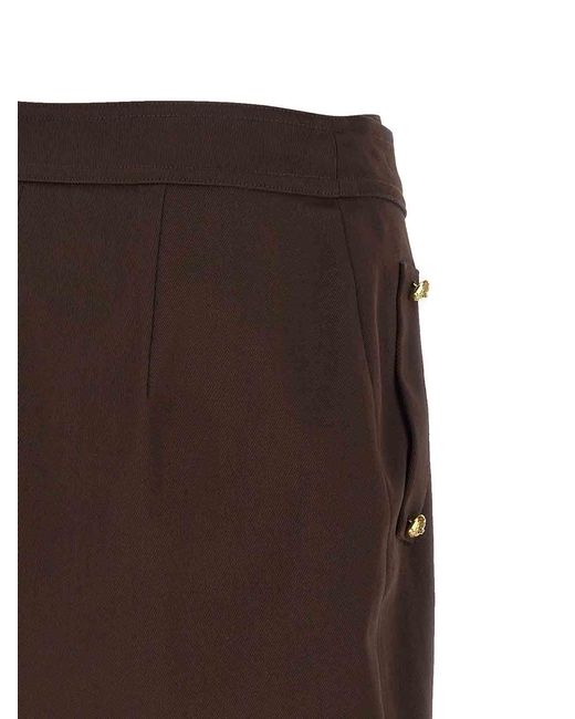 Elisabetta Franchi Brown Jewel Button Skirt