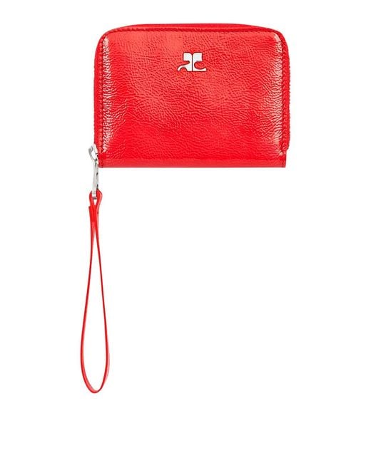 Courreges Red Compact Zip-Up Wallet
