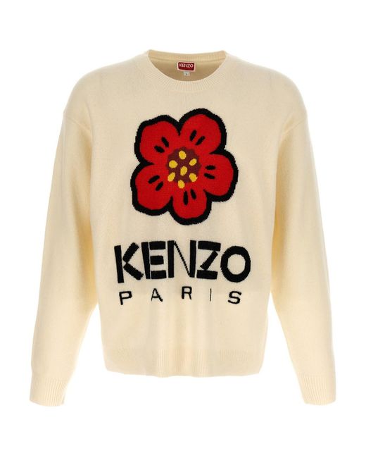 KENZO White Sweater "flower" for men