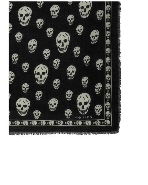 McQueen Black Skull Scarf