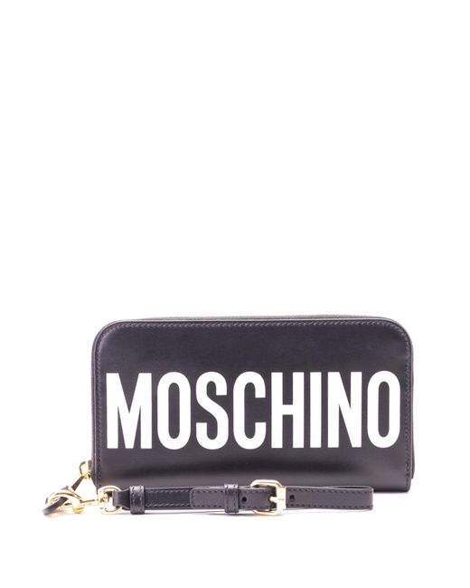 Moschino White Contrasting Logo Leather Continental Wallet