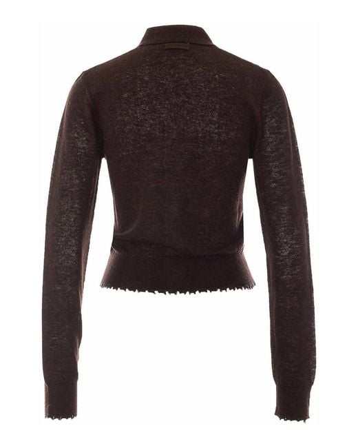 Mulberry Brown Cardigan With Frontal Buttons Closure