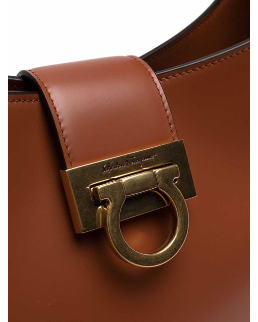 Ferragamo Brown Trifolio Leather Shoulder Bag
