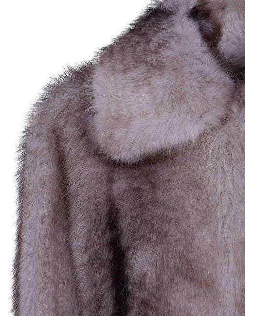 Twinset Purple Eco Fur Bomber Coat