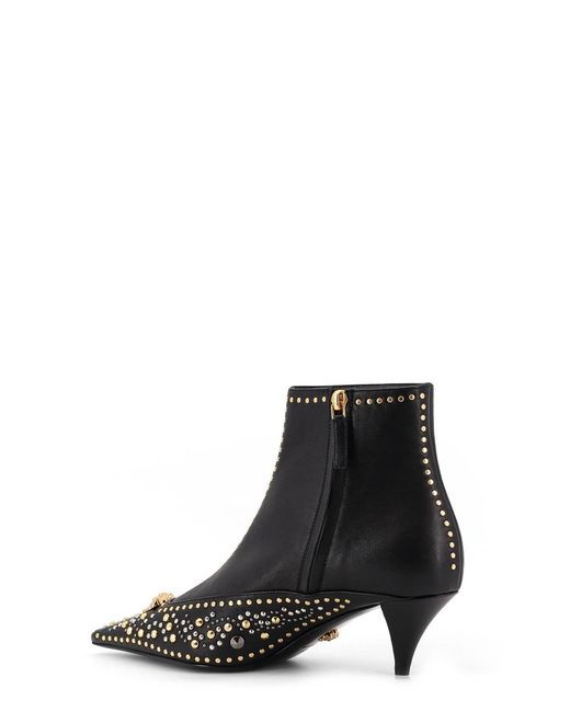 Versace Black Studded La Medusa Anke Boots