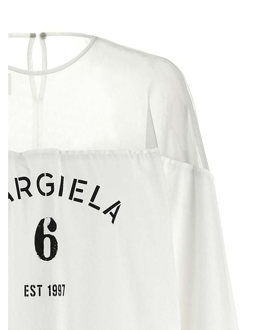 MM6 by Maison Margiela White Tulle Insert T-Shirt