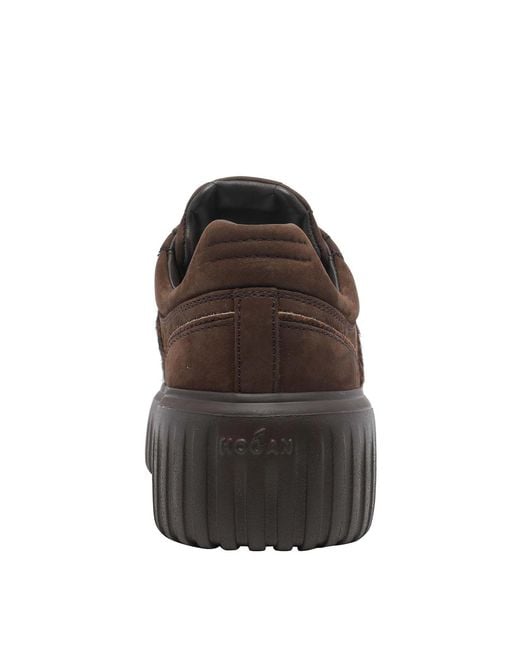 Hogan Brown H-Stripes Sneakers