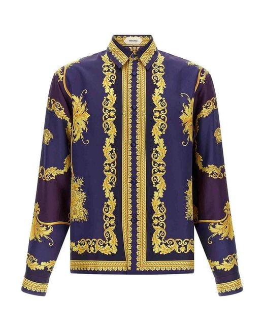 Nuova Camicia di Versace in Blue da Uomo