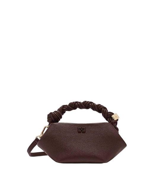 Ganni Brown Bou Bag Mini Grained